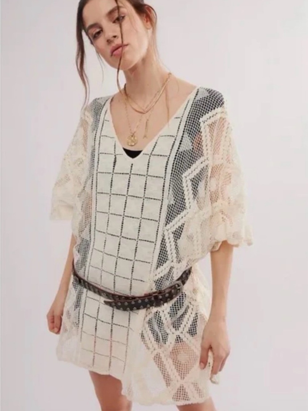 Free People Sunshine Crochet Kaftan Beach Coverup NWT - Picture 4 of 8